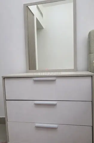 White 3-Drawer Dresser with Mirror - Light Wood Frame