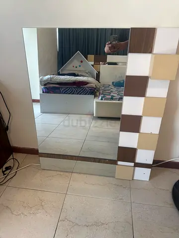 Large Decorative Wall Mirror with Checkered Frame - 105*85 cm pickup from JLT