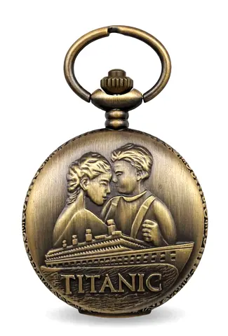 Vintage-style Titanic Engraved Pocket Watch - Brass Finish