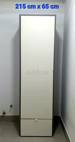 IKEA Wardrobe, grey/white, 63x59x216 cm. with bottom drawer.