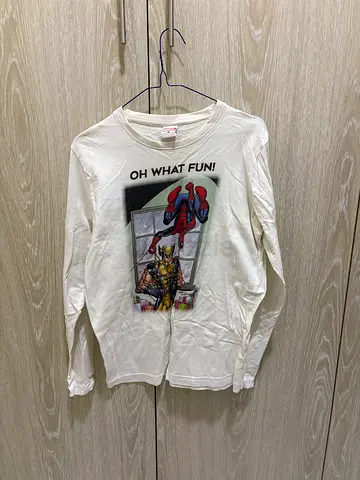 White long-sleeve Marvel graphic tee (Spiderman & Wolverine) - XS