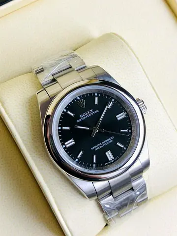 Rolex Oyster Perpetual Style Watch – Black Dial Stainless Steel Bracelet