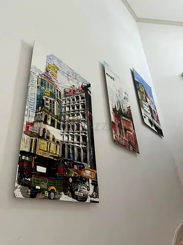 x3 set Digigraphie art frames paintings decor metal Shanghai Bolly City 50x100, 60x100, 70x100 cm