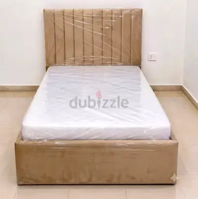 BRAND NEW DOUBLE SIZE FABRIC WOOD BED WITH MATTRESS 120*190 CM