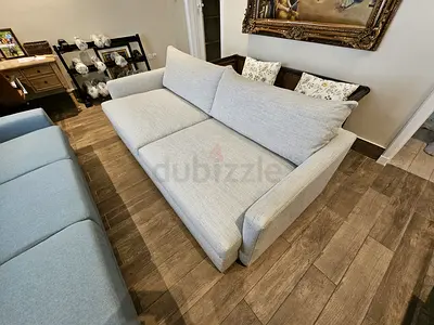 Premium Quality Crate&Barrel Lounge Deep feather filled 3_ Seat Sofa Beige
