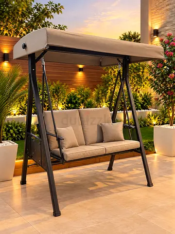 Outdoor 3-Seater Canopy Swing Sofa with Cushions - Good Condition
