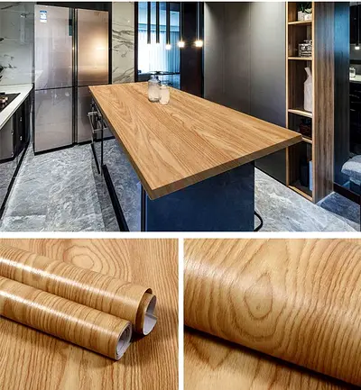 Wood Grain Self-Adhesive Vinyl Covering Roll - Kitchen Island Top (Like New)
