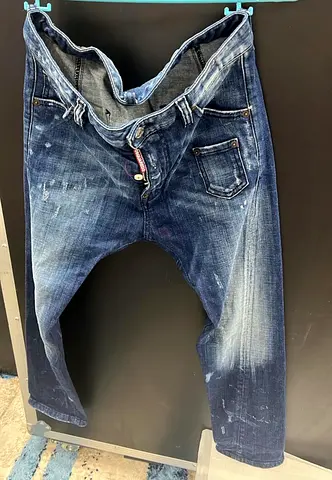 Womens dark blue distressed jeans - Dsquared size 14 for women