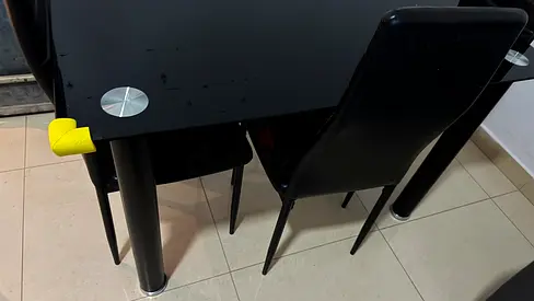 Black Glass Dining Table with 4 Chairs - Good Condition