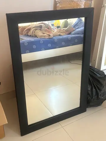 Large Rectangular Full-Length Floor Mirror with Black Frame