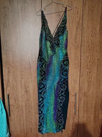 Sequin V-neck Evening Dress, Size Unknown