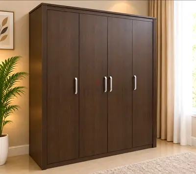 4-Door Dark Wood Wardrobe / Armoire - Good Condition