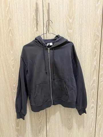 Casual black zip-up hoodie, size S, gently used