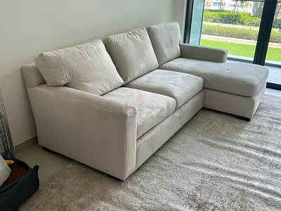 Stylish _ Modren Living Crate&Barrel Axis feather 🪶 filled L Shape Sofa