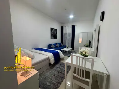 استوديو فاخر ثاني ساكن بمطبخ منفصل مع بلكونه مفتوحه. مفروش بالكامل✨عجمان المويهات . للإيجار الشهري.الإيجار يشمل الفواتير والإنترنت وموقف