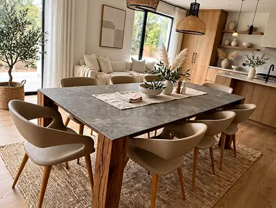 Available high quality dining table with 8 chairs like a new