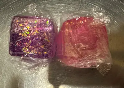 Glittery Purple and Pink glitter squishy Cubes