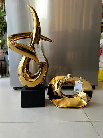 Home Center -  Pair of Modern Gold Decorative Sculptures