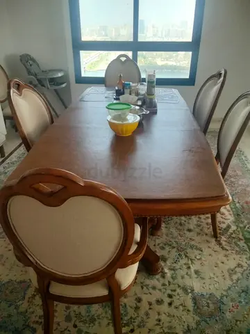 Classic Wooden Dining Set with Upholstered Chairs
