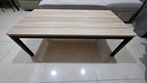 Coffee Table, Natural Wood Top with Black Frame (Pan Home)
