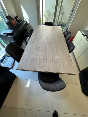 Crazy deal ! West ELM wood dining table in light grey finish 100x190- seat 6- chairs not included