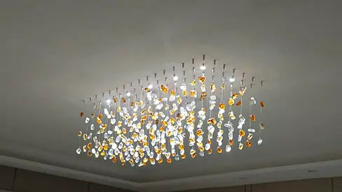 Modern crystal drop ceiling chandelier - large rectangular design 1.5m length 70cm width