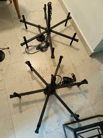 Three (3) vintage-style metal chandelier frames