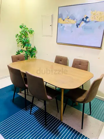 6-Seater Wooden Dining Table with Chairs - Modern Set