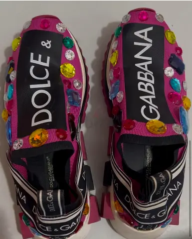 Dolce & Gabbana embellished slip-on sneakers, pink, size 38
