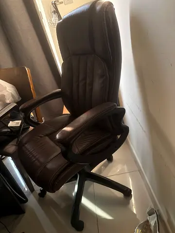 Used brown leather executive office chair - good condition