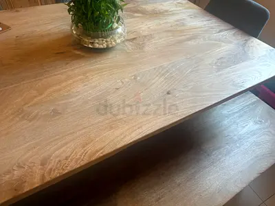 Solid Wood Dining Table - 4 chairs and 1 bench