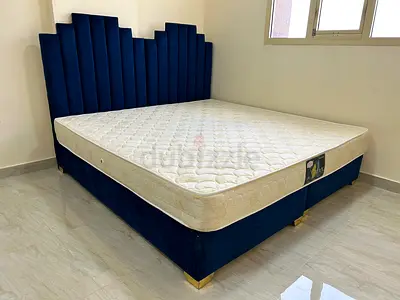 Classy Blue Velvet King Bed