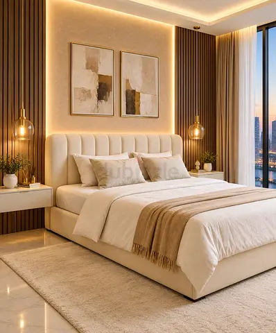 Modern upholstered queen bed with mattress (full package including delivery and installation