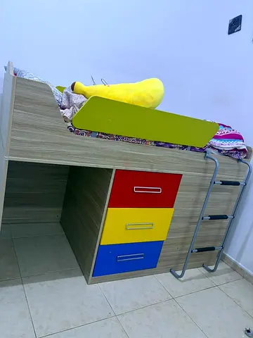 Complete Kids Bedroom Set: Loft Cabin Bed + Matching 6-Drawer Dresser with Mirror