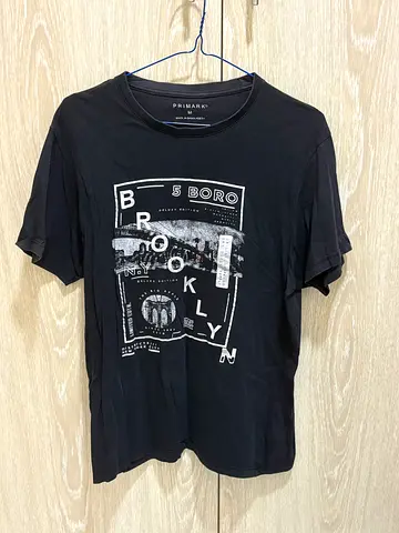 Black Primark 'Brooklyn' Graphic T-shirt - Men's Medium