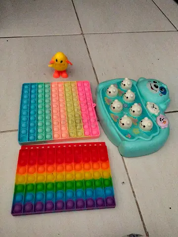 Bundle of Pop It Fidget Toys and Interactive Whack-a-Mole Board with Small Chick Toy