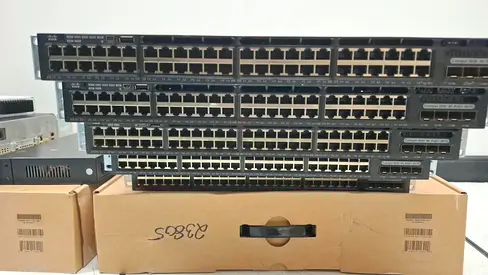 Stack of Cisco 48-Port Ethernet Switches - Used Network Rack Units