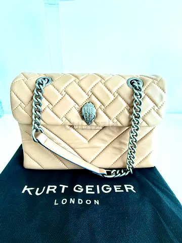 Kurt Geiger Beige Quilted Leather Chain Shoulder Bag Kensington