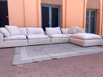 Same like new Condition Marina Home feather 🪶 filled Luscious Original Sofa Beige with footstool
