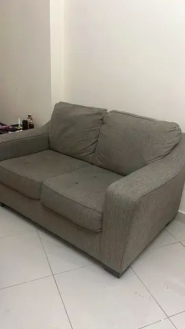 Comfortable 2-Seater Grey Fabric Sofa — Good Condition