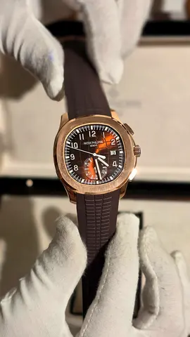 Patek philippe aqunanut chronograph 42mm rosegold dark brown composite strap