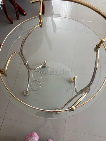Modern Glass Bar Trolley with Gold Frame