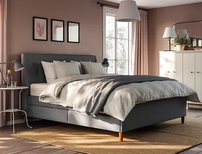 Idanas IKEA King size upholstered bed with storage + mattress - perfect condition