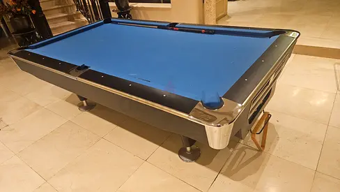 Used Slate Pool Table with Blue Felt - Very Good Condition