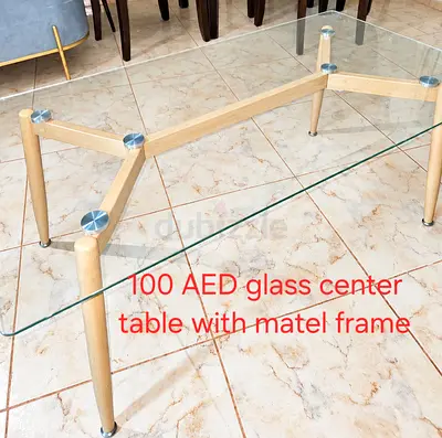 Glass center table with matel frame