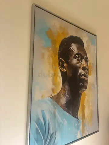 Framed Portrait Painting of Pélé– Modern Wall Art