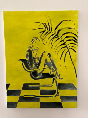 Under the Palm | Original Acrylic Painting | 44.5 × 60 cm