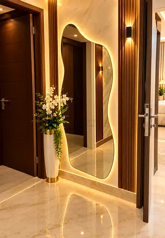 Large Irregular LED Wall Mirror with Backlight - Modern Hallway Mirror