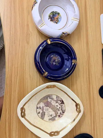Vintage Small Cobalt Blue Glazed Decorative Bowl (Handheld)