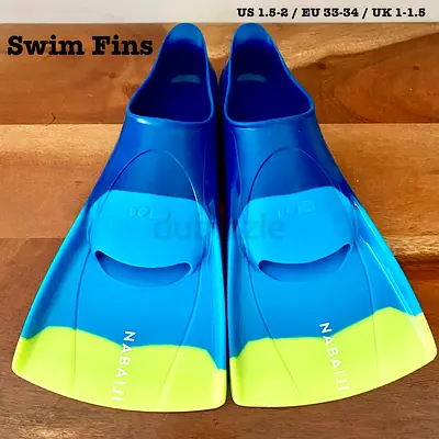 Nabaiji Kids/Youth Swim Fins - Blue/Yellow, EU 33-34 (US 1.5-2)